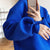 Sleeve Button Detailed Space Cotton Sweatshirt Blue Gray White Women&#39;s Spring Autumn Thin Design Loose Lazy Women Top