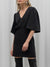 Simplee Luxury black short sleeve summer women dress Sexy V-neck solid High Street dress Elegant A-line ladies mini Vestido