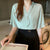 Brooch Design Office Lady Solid Color Chiffon Shirt Female Trumpet Short-sleeved Summer New Korean Version Loose V-neck T-shirt