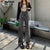 Street fashion hot girl Gothic gray lace high waist wide leg pants jeans women Harajuku Y2K all-match straight pants women