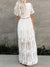 Jastie 2022 Summer Boho Women Maxi Dress Loose Embroidery White Lace long Tunic Beach Dress Vacation Holiday Women Clothing