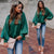 2022 New Autumn and Winter Fashion Autumn and Winter Fashion Satin Puff Long-sleeved Round Neck Solid Color Women Pullover Top