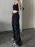 Casual High Waist Cargo Pants Woman Vintage Black Baggy Denim Trousers Slim 2022 Autumn Korean Fashion Wide Leg Jeans Design