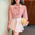Women Cute Pink Stripe Shirt Spring Autumn Long Sleeve Blouse 2022 New Korean Version Pearl Bow Design Loose and Thin Tops Shirt
