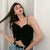 Summer New Black Camisole Women French Design Beautiful Back Bow Cropped Tops Outwear Female  2022
