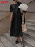TTQV Casual Loose Black Women'S Dress Summer O-Neck Short Sleeve Office Midi Dresses Elegant High Waist A-Line Female Dress