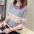 Knitted T-Shirts O-neck Spring Autumn Patchwork Long Sleeve Casual Simple Elasticity Leisure Comfortable Korean Women&#39;s Clothing