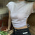 Lucyever Sexy Backless Crop Tops Women 2022 Summer Fashion Bandage White T-shirts Woman Korean Short Sleeve Cropped Tee Hot Sale