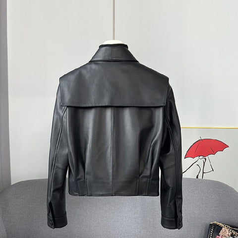 2022 Autumn Spring Pu Jacket Women New Korean Style Long Sleeve Small Black Short Top Fashion Leather Coat Woman Jacket