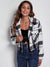 Plaid Flap Pocket Drop Shoulder Crop Jacket Women Wool-like Fabric Turn-down Collar Single Breasted Autumn Winter Casual Jackets