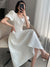 Summer New Women Fashion White Midi Dresses Fashion Elegant Office Lady Female A Line Clothes Vestdios Korean Style Dress