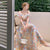 2022 Summer French Vintage Floral Dress One-shoulder Puff Sleeve Sexy Backless Slip Dresse Elegant Temperament Women&#39;s Clothing