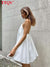 TTQV Sexy Halter White Dress Ladies Summer Casual Loose Sleeveless Mini Dress Elegant Backless Party Dresses For Women 2022