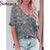 5XL Oversized Ladies Tops Women Plus Size Fashion Print T Shirt Loose V-Neck Short Sleeve Casual Tee Top Summer New Streetwear