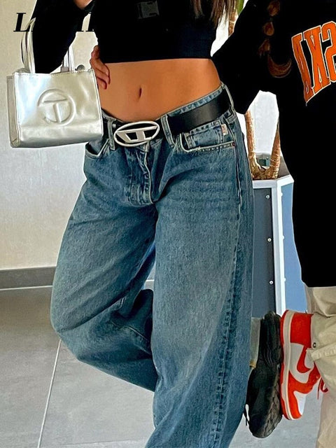 White Low Waist Jeans Women Baggy Jeans 2022 New Fashion Straight Leg Pants Y2k Denim Trousers Vintage Loose Washed Mom Jeans