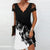 Women Elegant Dresses 2022 New Sexy V Neck Lace Sleeves Solid Black Short Dress Summer Ladies Short Sleeve Printed Party Dress