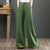 Vintage Cotton Linen Women Pants Summer 2021 Elastic Waist Solid Wide Leg Loose Female Pants Top Quality 9 Point Pants Length