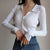 Women Sexy V Neck Long Sleeve Turndown Knitted Cardigan Sweater 2022 Autumn New Lapel Slim Slimming Tops Ladies Hollow Buttons