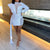 2022 Women Sequin Mini White Dress Party See Through High Neck Sexy Long Sleeve Bodycon Tail Short Evening Elegant Dresses