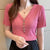 V-Neck T-Shirt Women&#39;S Short-Sleeved 2022 Summer New Korean Version Of The Slim Ice Silk Sweater Thin Bottoming All-Match Top