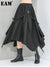 [EAM] High Elastic Waist Black Irregular Ribbon Buckle Long Half-body Skirt Women Fashion Tide New Spring Autumn 2022 1DE8447