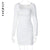 BoozRey White Square Collar Long Sleeve Sexy Dress for Women Spring Summer Skinny Bodycon Mini Dresses Girls Party Club Clothing