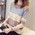 Knitted T-Shirts O-neck Spring Autumn Patchwork Long Sleeve Casual Simple Elasticity Leisure Comfortable Korean Women&#39;s Clothing