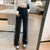 korean fashion velvet Streetwear Keep warm jeans woman Wide Leg high waist Straight pants women Korean style
