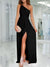 Elegant One Shoulder Dress Women Sexy High Slit Wedding Evening Party Dress Fashion Solid Club wear Long Maxi Dress Vestidos