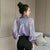 Bow Gauze Shirt Spring Autumn Long Sleeve Pullovers Fashion Puff Sleeve Elegant Blouse Bright Silk Sexy Commute Female Clothing