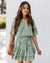 Summer short dresses for women v-neck butterfly sleeve party dresses loose solid green dress 2022