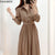 New Design Japan Style Women Chic Korea Basic Wear Casual Robe Solid Cotton Blend Vintage Long Maxi Shirt Dress Belt Vestidos