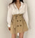 Double Breasted Drawstring Chic Pockets Skirt Solid Color High Waist Fashion Skirt suits Women All-match A-line Femme Jupe