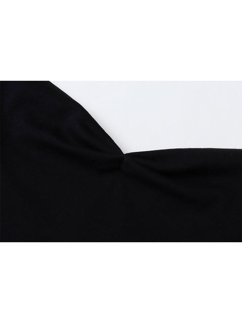 Women&#39;s Vintage Halter Neck Knitted T Shirt 2022 Spring Summer Streetwear T-shirts Black Y2k Slim Long Sleeve Backless Crop Top