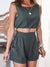New Women Solid 2PCS Set Summer O-Neck Sleeveless Shorts Slim Pocket Loungewear Simple Outfit Short Top Streetwear Ladies Suit
