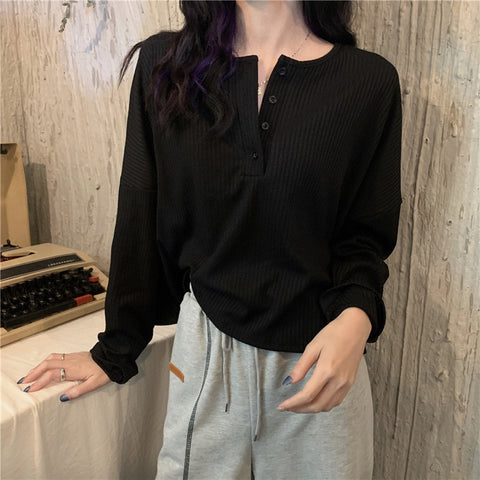 Yasuk Spring Summer Fashion Solid Casual T-Shirts Loose Pullover Women&#39;s Long Short Sleeved Slim Tees Knitted Top Soft All-Match