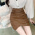 Pu Sexy Women&#39;s Black Pleated Pencil Leather Skirt Party Clubwear Spring 2022 New Fashion High Waist Brown Mini Bottom Skirts
