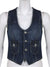 Sweetown Y2K Denim Crop Jacket Racerback Vest Grunge Waistcoat Pockets Streetwear Women Sleeveless Button Vintage Corsetier Tops