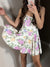 Elegant Women Floral Print Spaghetti Strap Mini Dress 2022 Summer Backless New Arrival Patchwork Splited Dresses Streetwear