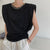 Designer Solid Color Cotton Short Sleeve T Shirt with Padded Shoulders Fashion Woman Blouses 2022 Harajuku Aesthetic Sleeveless