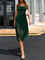 Celmia Cowl Neck Spaghetti Strap Midi Vestidos Satin Buttons Slit Hem Sexy Bodycon Robes Fashion Women Streetwar Party Dress