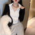 ZCSMLL Spring new Korean fake two piece design color contrast zipper T-shirt women&#39;s slim long sleeve bottomed shirt chic top