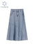 Women Washed Long Denim Skirt Vintage Fashion High Waist Skirt Streetwear Korean All-match Female Irregular A-line Jeans Skirt