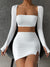 2 PCS Sexy White Mini Dress Set Long Sleeve Top Summer Skirts Suits Bodycon Women Party Short Split Dress Suit