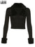 Winter Knitted Top Women Y2K Fur Collar Tops Long Sleeve Chic Top Zipper Rib Crop Top Lace Up Sweater Tees 2021 Women&#39;s Clothing