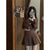 HOUZHOU Brown Pleated Skirt Women Autumn 2022 Vintage Y2K Korean Style High Waisted A-line Mini Skirts for Girls Preppy Style