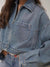 Spring And Autumn Women&#39;s Coat Lapel Long Sleeve Short Denim Jacket Single Breasted Metal Triangle Logo Cardigan 145639820