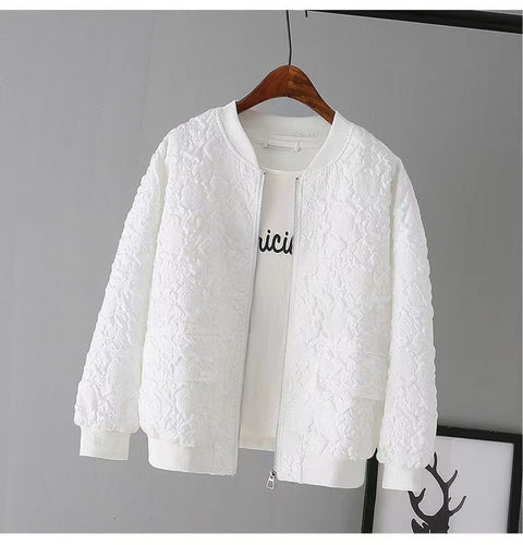 2022 Autumn Solid Baseball Jacket Women Korean Casual White Bomber Jacket Female Vintage Loose Cardigan Zipper Jackets Outerwear