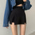 HOUZHOU Black Mini Skirt Shorts Women Sexy High Waist Punk Casual Patchwork A-line High Slit Micro Skirt Streetwear Y2K Skort