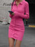 Piednoir Pink Single-breasted Casual Knitted Sweater Dress Women Turn Down Collar Short Bodycon Autumn Dress Casual Basic Winter